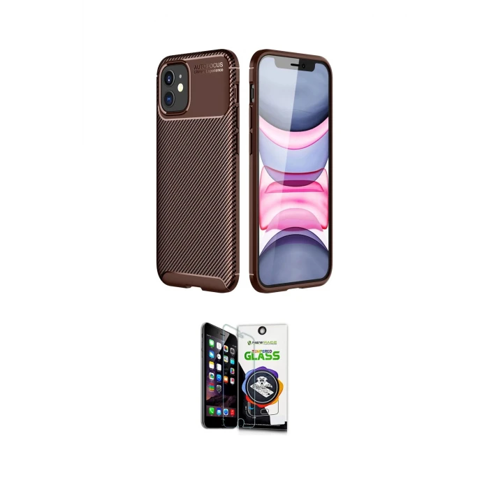 ieg™ iPhone 12 Mini Kılıf Eksen Form Prime - Şeffaf Temperli Cam Ekran Koruyucu