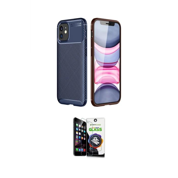 ieg™ iPhone 12 Mini Kılıf Eksen Form Prime - Şeffaf Temperli Cam Ekran Koruyucu