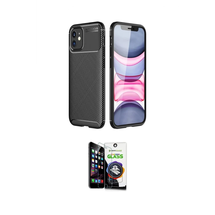 ieg™ iPhone 12 Mini Kılıf Eksen Form Prime - Şeffaf Temperli Cam Ekran Koruyucu