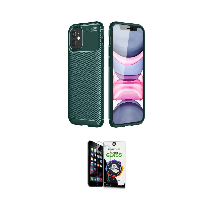 ieg™ iPhone 12 Mini Kılıf Eksen Form Prime - Şeffaf Temperli Cam Ekran Koruyucu