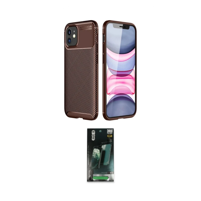 ieg™ iPhone 12 Mini Kılıf Eksen Form Prime - Siyah 360 Mat Full Body Arka Koruyucu