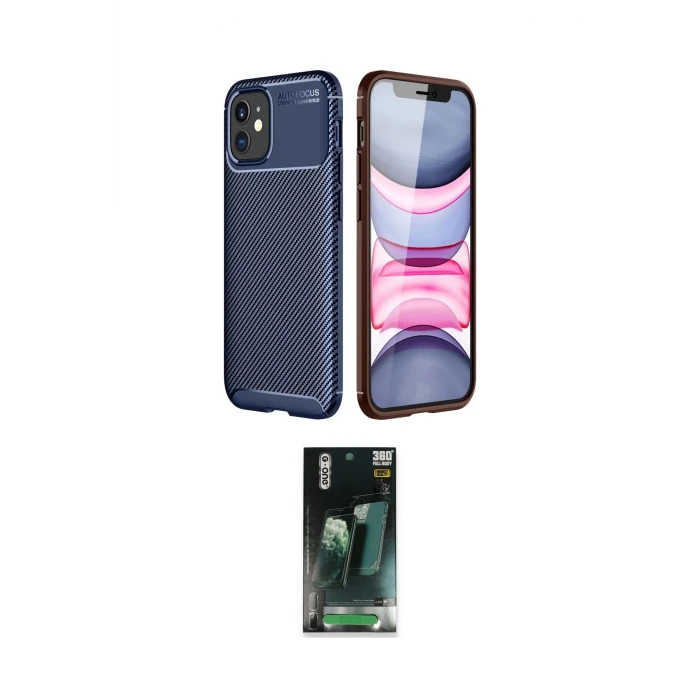 ieg™ iPhone 12 Mini Kılıf Eksen Form Prime - Siyah 360 Mat Full Body Arka Koruyucu