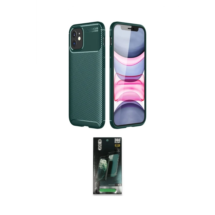 ieg™ iPhone 12 Mini Kılıf Eksen Form Prime - Siyah 360 Mat Full Body Arka Koruyucu