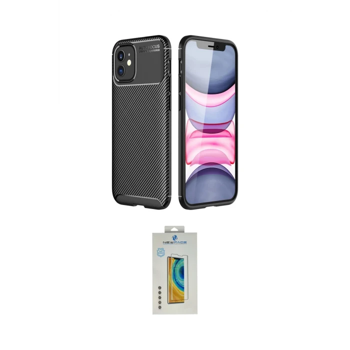ieg™ iPhone 12 Mini Kılıf Eksen Form Prime - Siyah Polymer Nano Ekran Koruyucu