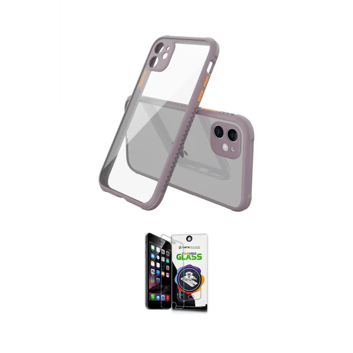 ieg™ iPhone 12 Mini Kılıf Nova Asil Özel Seri - Şeffaf Temperli Cam Ekran Koruyucu