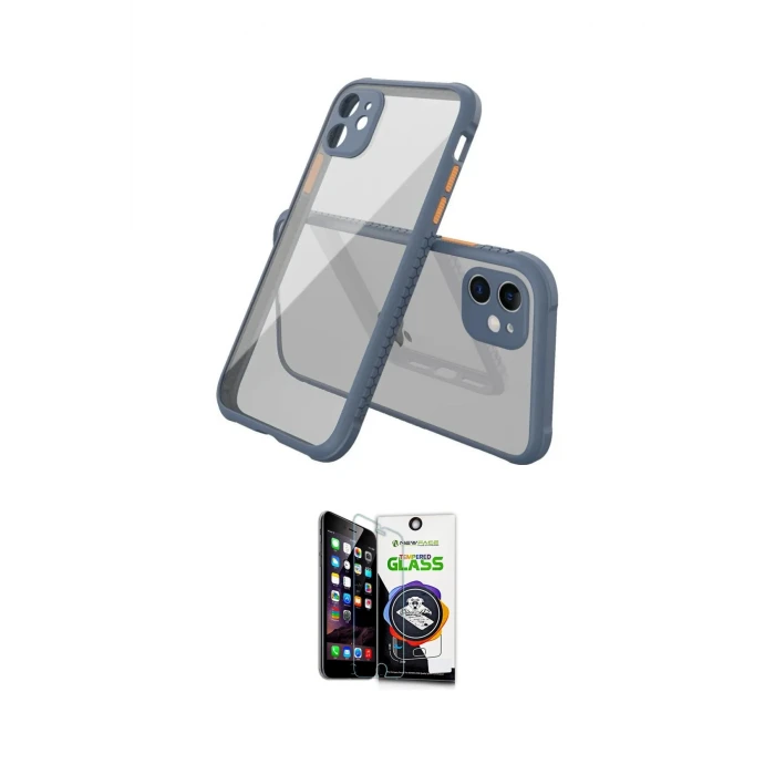 ieg™ iPhone 12 Mini Kılıf Nova Asil Özel Seri - Şeffaf Temperli Cam Ekran Koruyucu