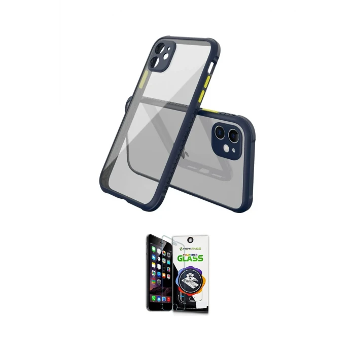 ieg™ iPhone 12 Mini Kılıf Nova Asil Özel Seri - Şeffaf Temperli Cam Ekran Koruyucu