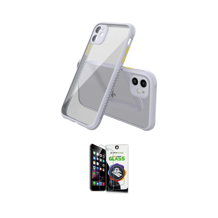 ieg™ iPhone 12 Mini Kılıf Nova Asil Özel Seri - Şeffaf Temperli Cam Ekran Koruyucu