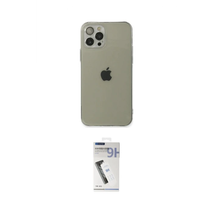 ieg™ iPhone 12 Pro Kılıf Ahenk Doku - Şeffaf Uv Polymer Nano Ekran Koruyucu