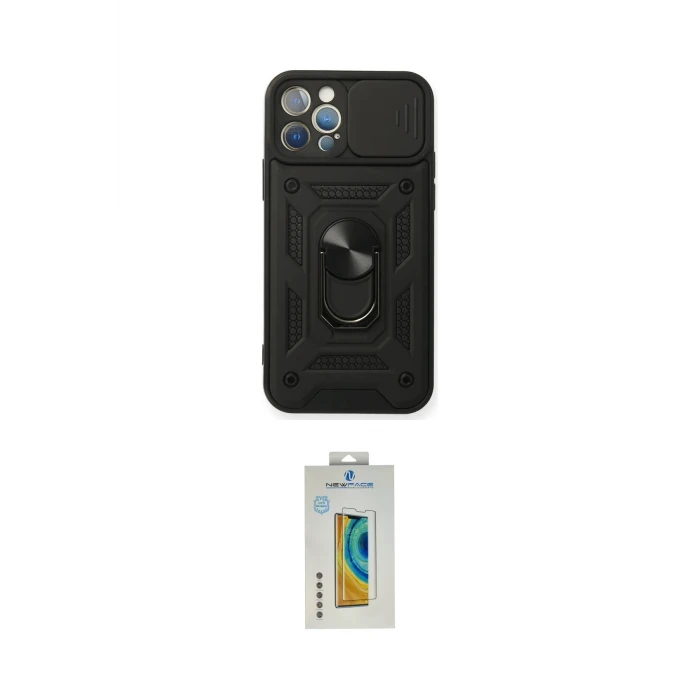 ieg™ iPhone 12 Pro Kılıf Ahenk Klasik - Siyah Polymer Nano Ekran Koruyucu