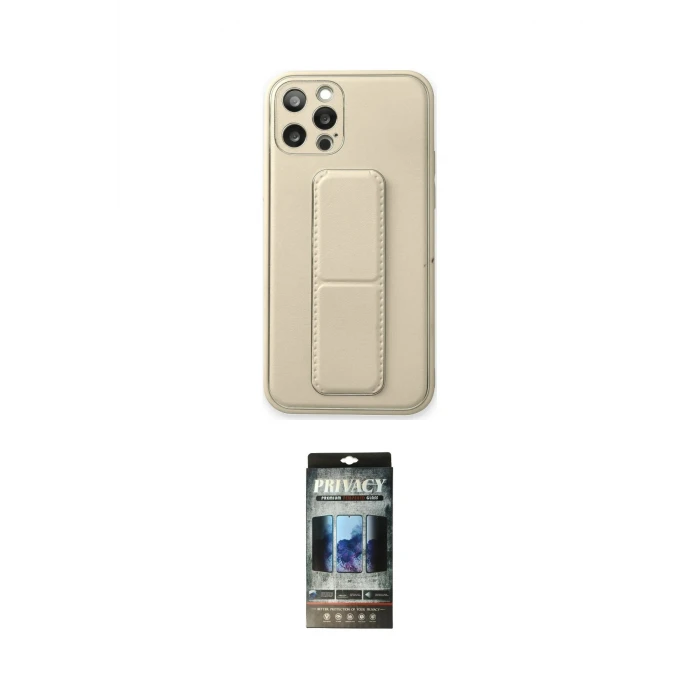 ieg™ iPhone 12 Pro Kılıf Akış Doku - Siyah 34D Hayalet Izgaralı Cam