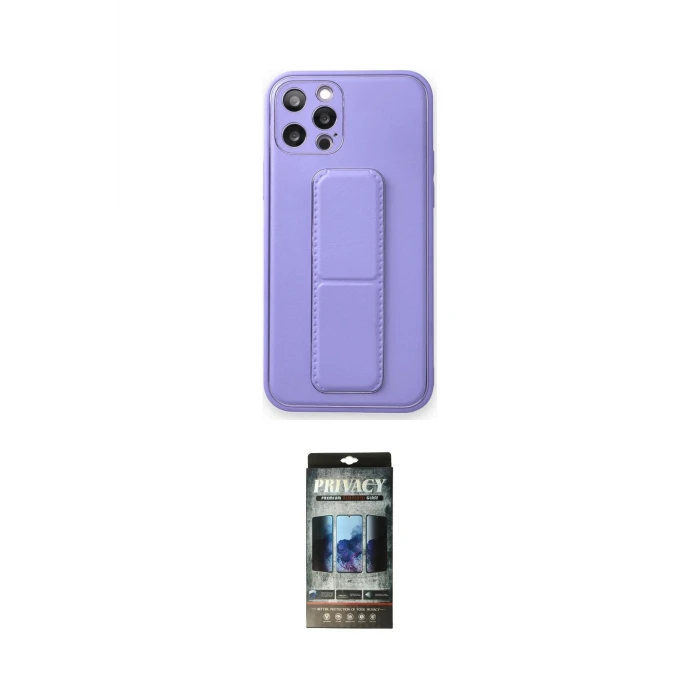 ieg™ iPhone 12 Pro Kılıf Akış Doku - Siyah 34D Hayalet Izgaralı Cam