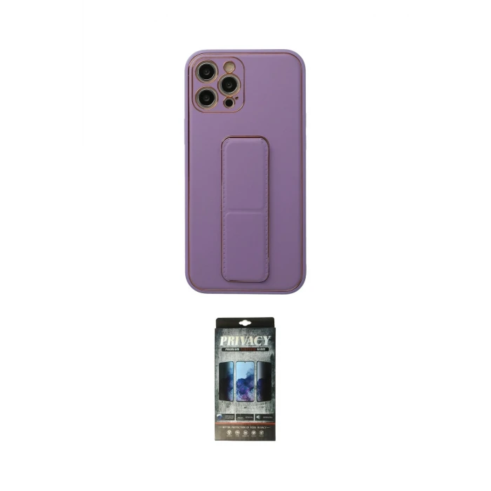 ieg™ iPhone 12 Pro Kılıf Akış Doku - Siyah 34D Hayalet Izgaralı Cam