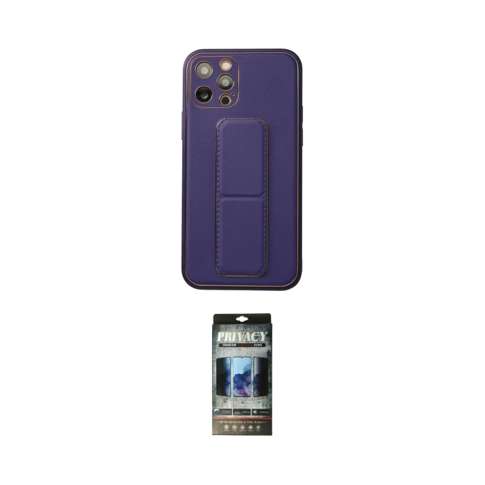 ieg™ iPhone 12 Pro Kılıf Akış Doku - Siyah 34D Hayalet Izgaralı Cam