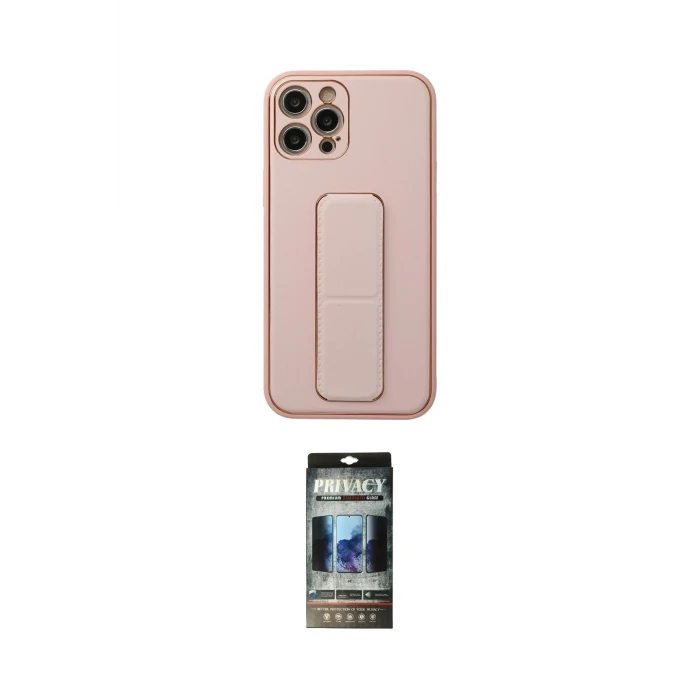ieg™ iPhone 12 Pro Kılıf Akış Doku - Siyah 34D Hayalet Izgaralı Cam