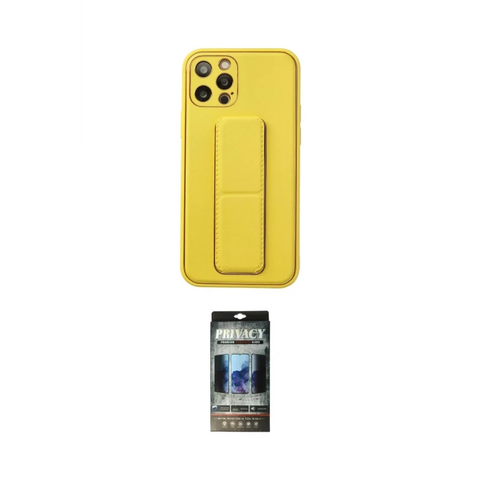 ieg™ iPhone 12 Pro Kılıf Akış Doku - Siyah 34D Hayalet Izgaralı Cam