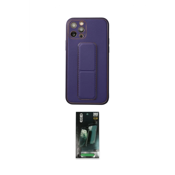 ieg™ iPhone 12 Pro Kılıf Akış Doku - Siyah 360 Mat Full Body Arka Koruyucu