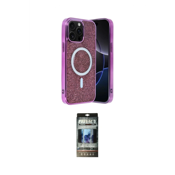 ieg™ iPhone 12 Pro Kılıf Eksen Çizgi - Siyah 34D Hayalet Izgaralı Cam