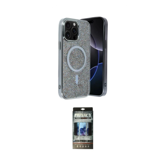 ieg™ iPhone 12 Pro Kılıf Eksen Çizgi - Siyah 34D Hayalet Izgaralı Cam
