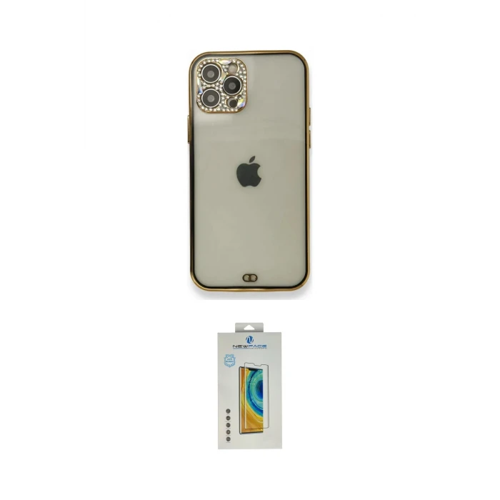 ieg™ iPhone 12 Pro Kılıf Eksen Minimal Koleksiyonu - Siyah Polymer Nano Ekran Koruyucu