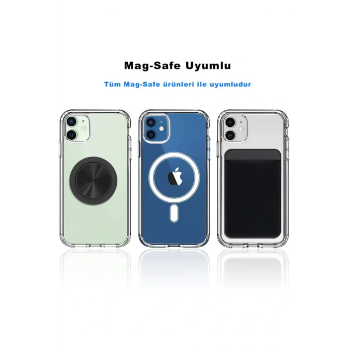 İEG® Iphone 12 Pro Kılıf Kamera Lens Korumalı Magsafe Destekli Şeffaf Darbe Emici Sert Kapak