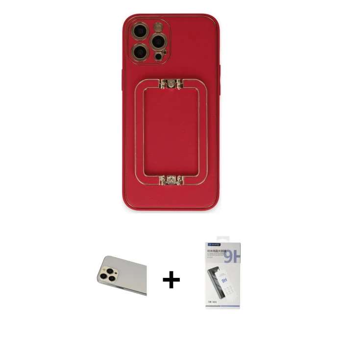 ieg™ iPhone 12 Pro Kılıf Kozmos Minimal Prime - Şeffaf Uv Polymer Nano Ekran Koruyucu + Rainbow Kamera Lens Koruma Cam - GD