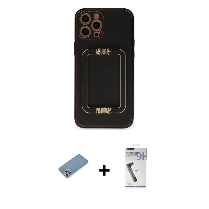ieg™ iPhone 12 Pro Kılıf Kozmos Minimal Prime - Şeffaf Uv Polymer Nano Ekran Koruyucu + Shine Kamera Lens Koruma Cam - GS