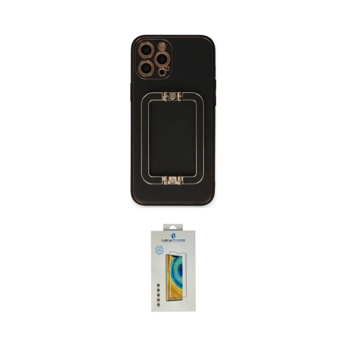 ieg™ iPhone 12 Pro Kılıf Kozmos Minimal Prime - Siyah Polymer Nano Ekran Koruyucu