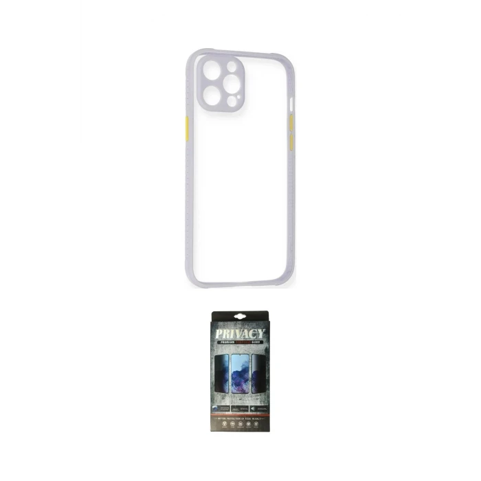 ieg™ iPhone 12 Pro Kılıf Nova Asil Özel Seri - Siyah 34D Hayalet Izgaralı Cam