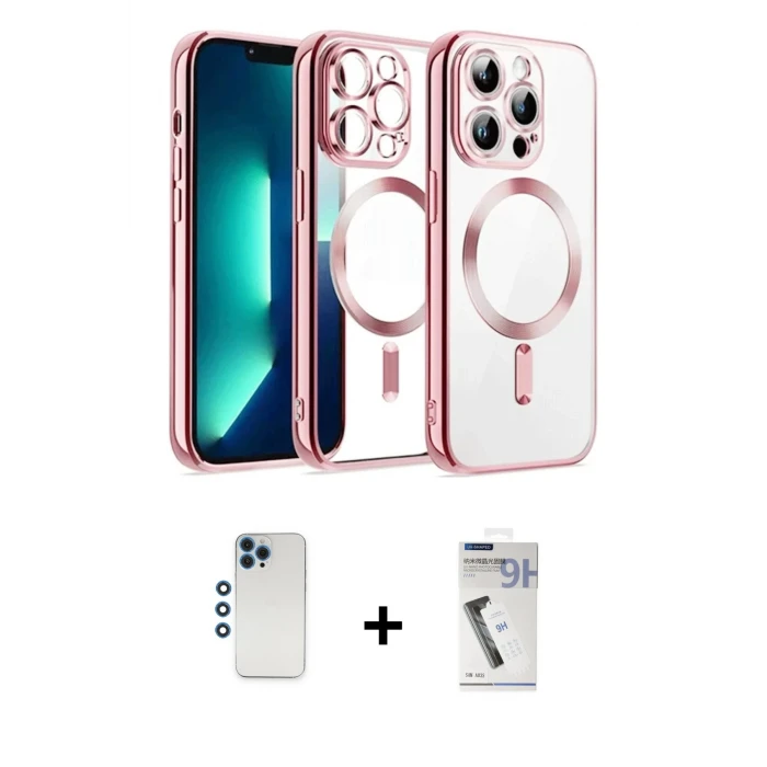 ieg™ iPhone 12 Pro Kılıf Nova Işık Özel Seri - Şeffaf Uv Polymer Nano Ekran Koruyucu + Mavi Shine Kamera Lens