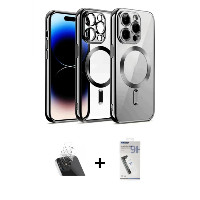 ieg™ iPhone 12 Pro Kılıf Nova Işık Özel Seri - Şeffaf Uv Polymer Nano Ekran Koruyucu + Şeffaf Kamera Lens Koruma Cam
