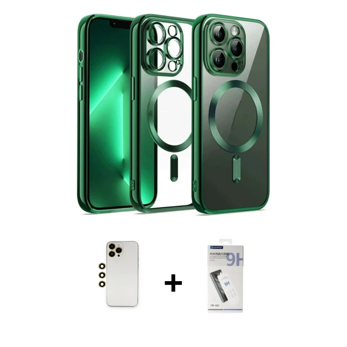 ieg™ iPhone 12 Pro Kılıf Nova Işık Özel Seri - Şeffaf Uv Polymer Nano Ekran Koruyucu + Shine Kamera Lens - GD