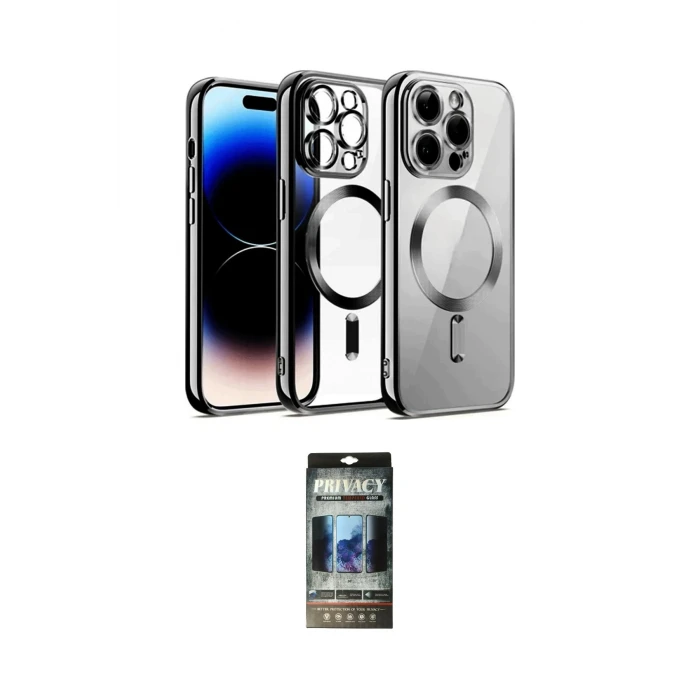 ieg™ iPhone 12 Pro Kılıf Nova Işık Özel Seri - Siyah 34D Hayalet Izgaralı Cam