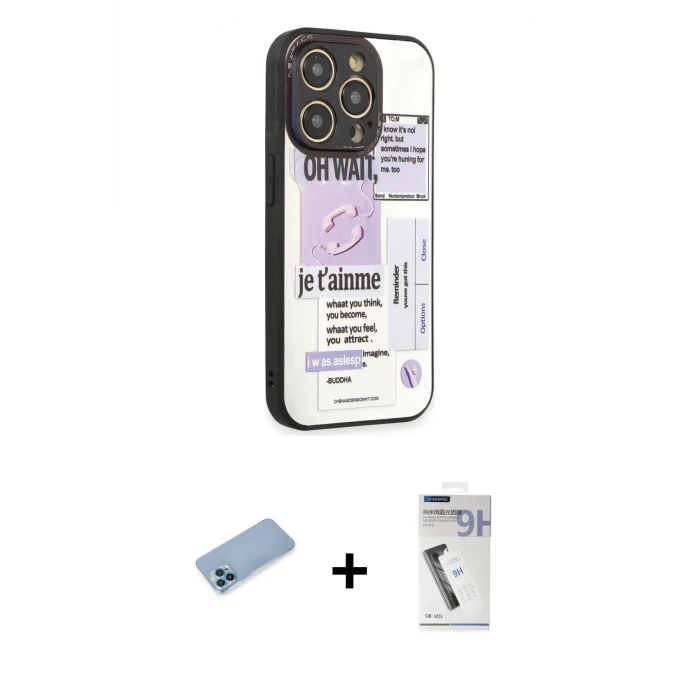 ieg™ iPhone 12 Pro Kılıf Odak Klasik Serisi - Şeffaf Uv Polymer Nano Ekran Koruyucu + Shine Kamera Lens Koruma Cam - MI