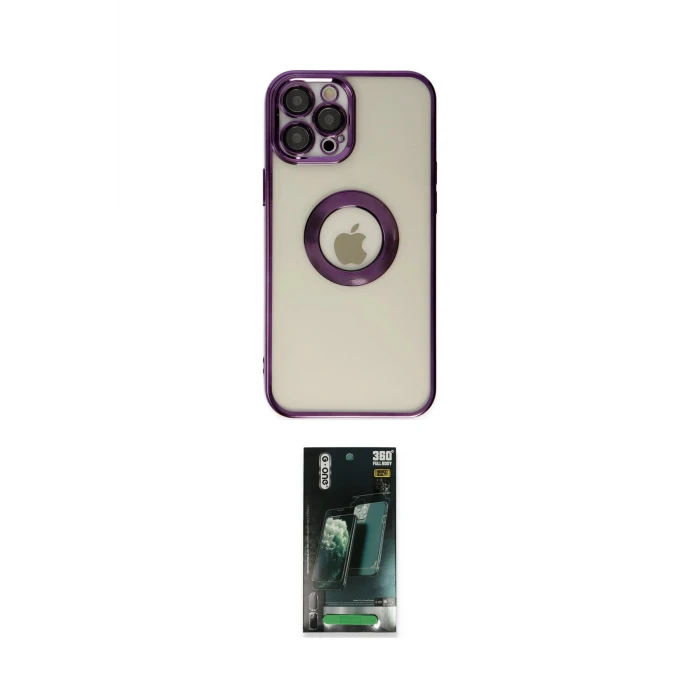ieg™ iPhone 12 Pro Kılıf Pusula Form - Şeffaf 360 Full Body Arka Koruyucu