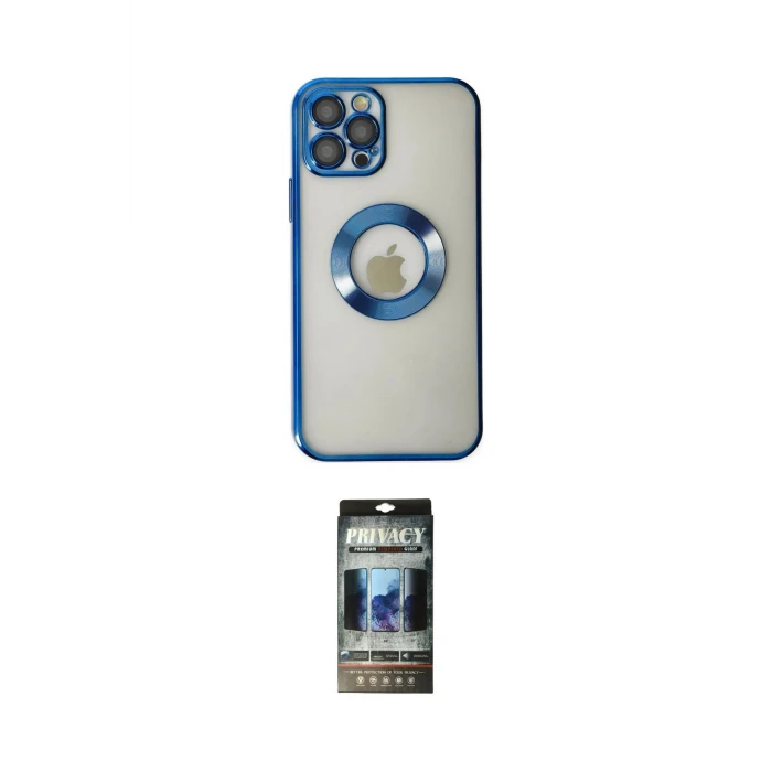 ieg™ iPhone 12 Pro Kılıf Pusula Form - Siyah 34D Hayalet Izgaralı Cam