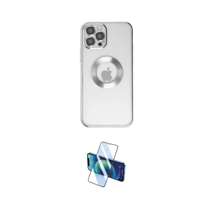 ieg™ iPhone 12 Pro Kılıf Pusula Form - Siyah 3D Antistatik Cam Ekran Koruyucu