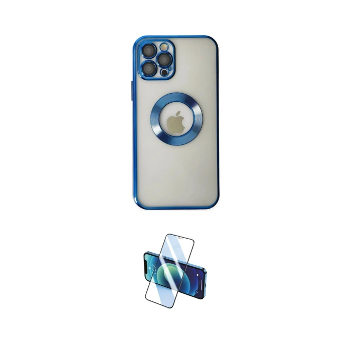 ieg™ iPhone 12 Pro Kılıf Pusula Form - Siyah 3D Antistatik Cam Ekran Koruyucu