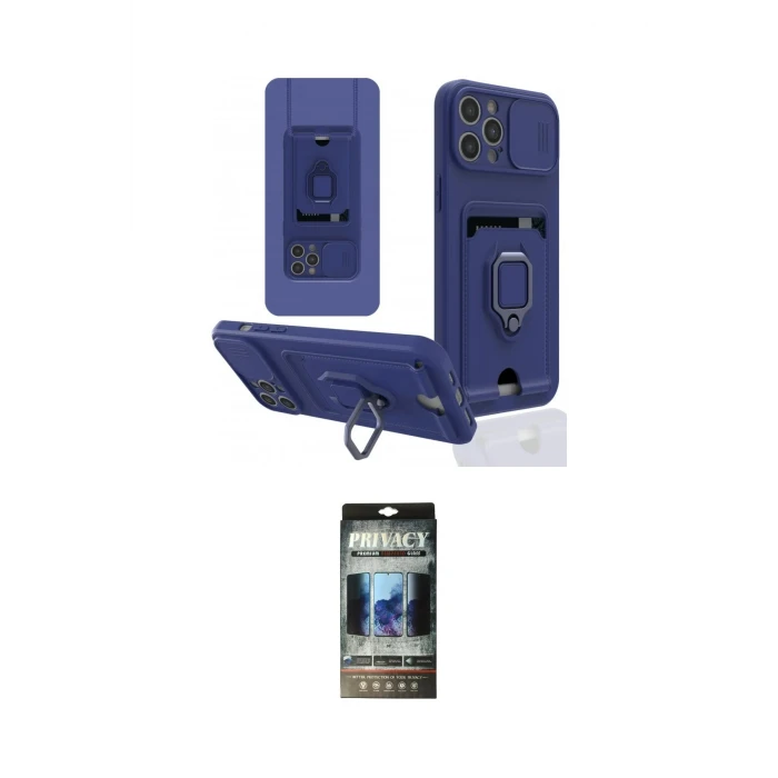 ieg™ iPhone 12 Pro Kılıf Vadi Form Prime - Siyah 34D Hayalet Izgaralı Cam
