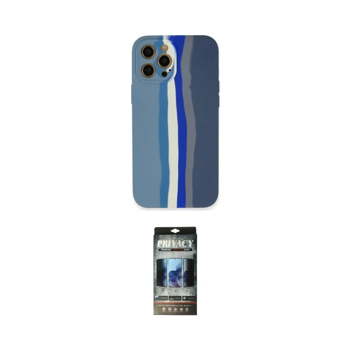ieg™ iPhone 12 Pro Kılıf Yadigar Çizgi - Siyah 34D Hayalet Izgaralı Cam