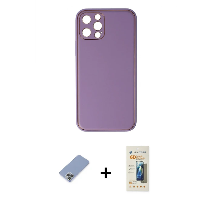 ieg™ iPhone 12 Pro Kılıf Yadigar Klasik - Siyah 6D Mat Seramik Hayalet Nano Ekran Koruyucu + Metal Kamera Lens Koruma Cam - KUYL