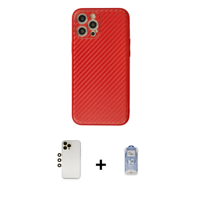 ieg™ iPhone 12 Pro Max Ahenk Işık - Siyah Joko Magic 5D Cam + Gold Shine Kamera Lens