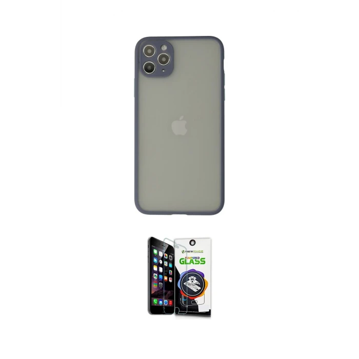 ieg™ iPhone 12 Pro Max Kılıf Ahenk Çizgi Serisi - Şeffaf Temperli Cam Ekran Koruyucu
