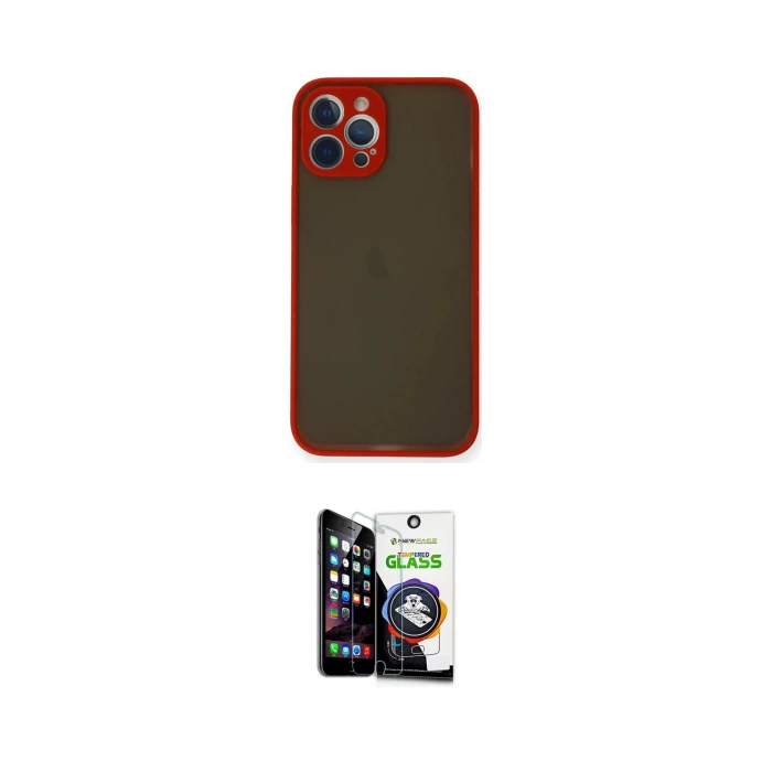 ieg™ iPhone 12 Pro Max Kılıf Ahenk Çizgi Serisi - Şeffaf Temperli Cam Ekran Koruyucu