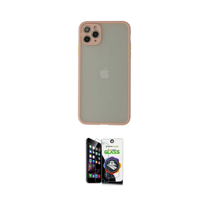 ieg™ iPhone 12 Pro Max Kılıf Ahenk Çizgi Serisi - Şeffaf Temperli Cam Ekran Koruyucu