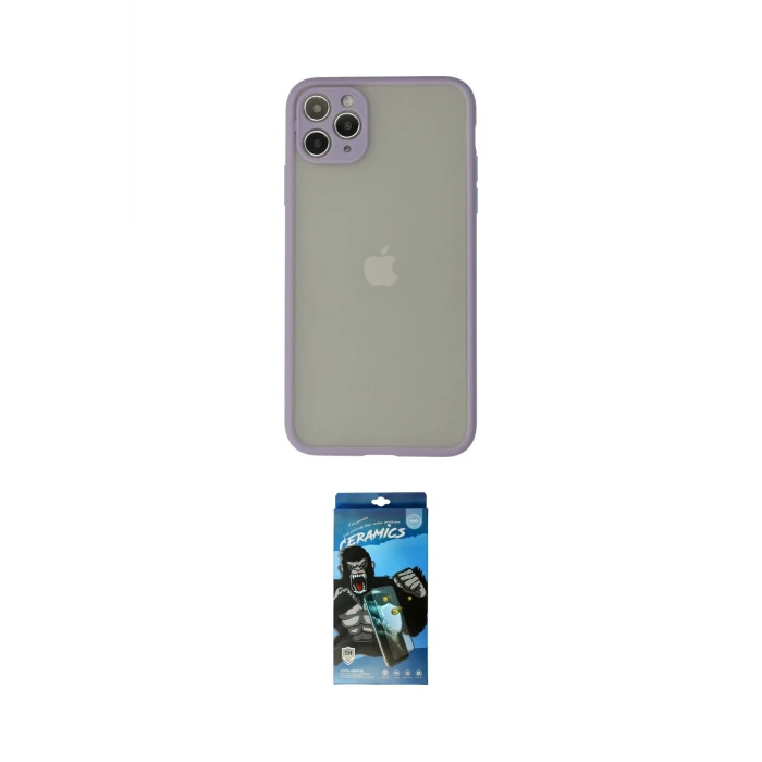 ieg™ iPhone 12 Pro Max Kılıf Ahenk Çizgi Serisi - Siyah 34D Izgaralı Cam