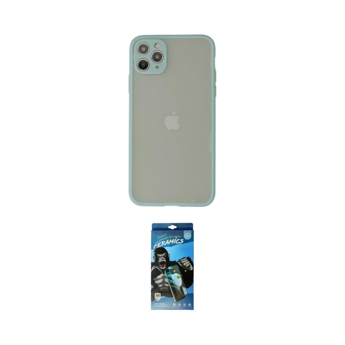 ieg™ iPhone 12 Pro Max Kılıf Ahenk Çizgi Serisi - Siyah 34D Izgaralı Cam