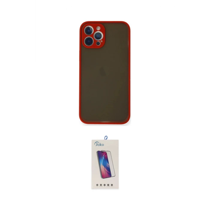 ieg™ iPhone 12 Pro Max Kılıf Ahenk Çizgi Serisi - Siyah Joko 5D Cam