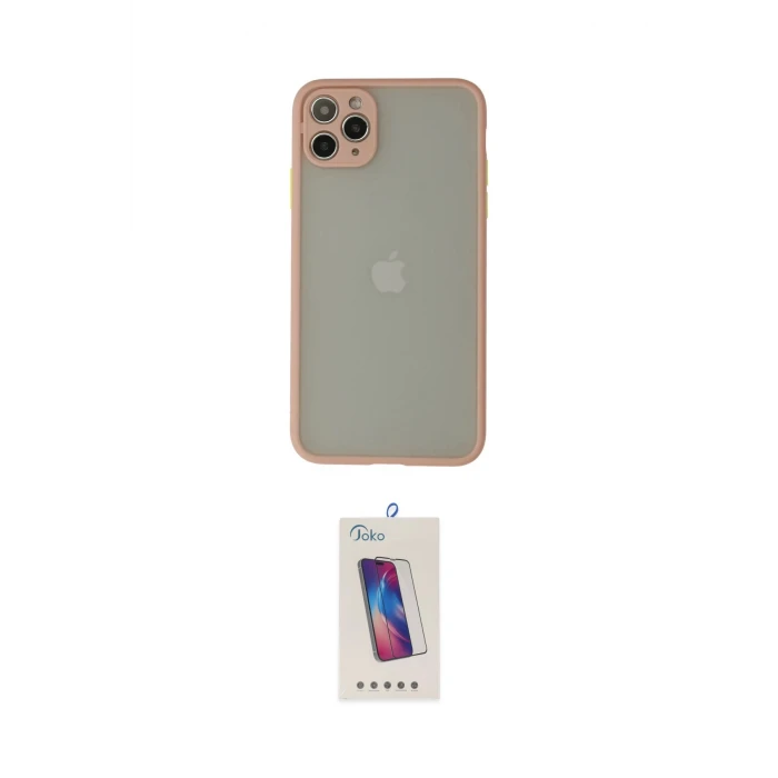 ieg™ iPhone 12 Pro Max Kılıf Ahenk Çizgi Serisi - Siyah Joko 5D Cam