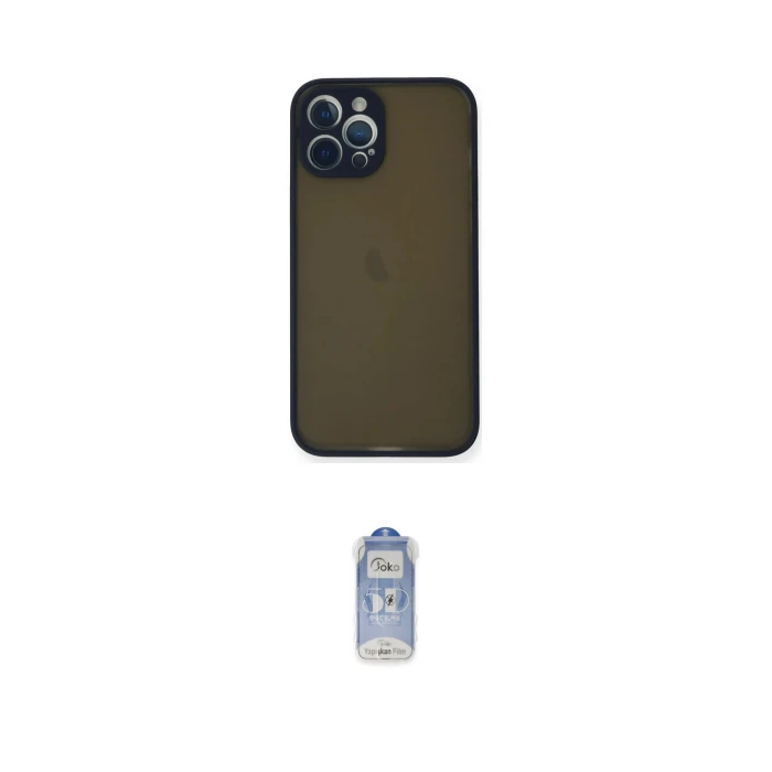 ieg™ iPhone 12 Pro Max Kılıf Ahenk Çizgi Serisi - Siyah Joko Magic 5D Cam